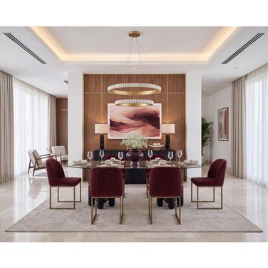 Yanna 94.5 Inch Oval Glass Dining Room Set In Black and Brown