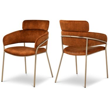 Yara Velvet Dining Chair Set of 2 In Cognac