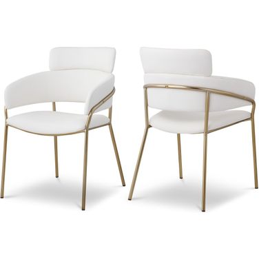 Yara Vegan Leather Dining Chair Set of 2 In Cream