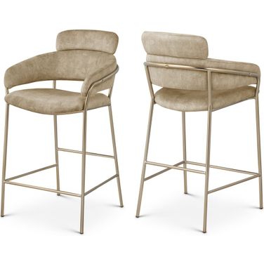 Yara Velvet Counter Stool In Beige