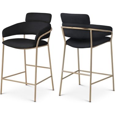 Yara Velvet Counter Stool In Black
