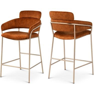 Yara Velvet Counter Stool In Cognac