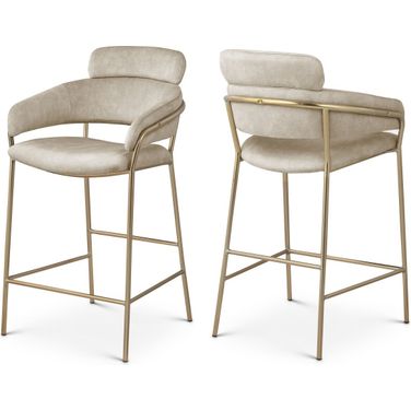 Yara Velvet Counter Stool In Stone