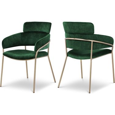 Yara Velvet Dining Chair Set of 2 In Green