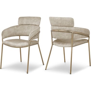 Yara Velvet Dining Chair Set of 2 In Stone