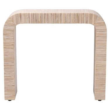 Yareli Woven Grasscloth Console Table In Natural and Gold
