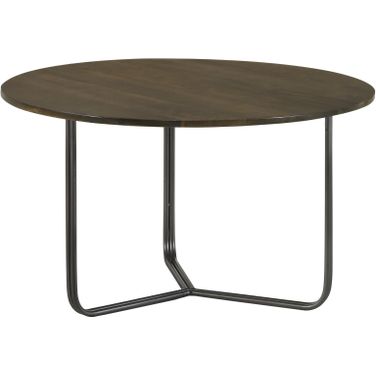 Yaritza Round Accent Table with Triangle Wire Base Natural and Gunmetal