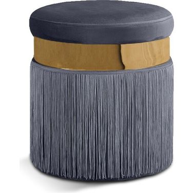 Yasmine Velvet Ottoman/Stool In Grey