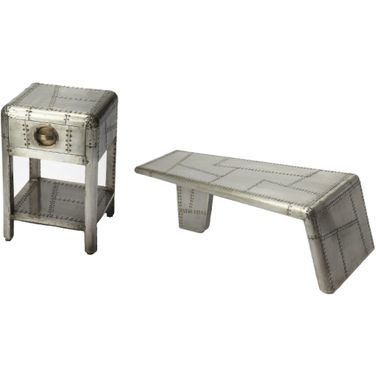 Yeager Aviator Occasional Table Set In Gray
