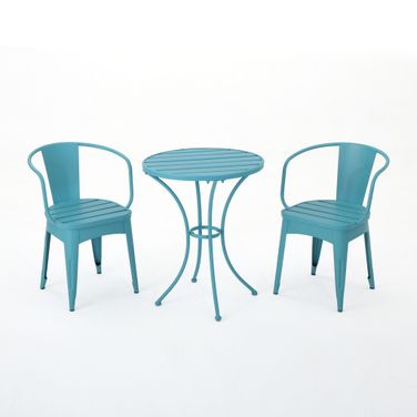Yearn 3-Piece Bistro Set with Table and 2 Chairs In Blue