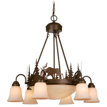 Yellowstone 9L Moose Chandelier In Burnished Bronze