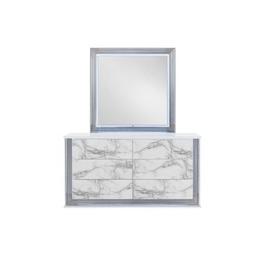 Ylime Marble Mirror with LED In White