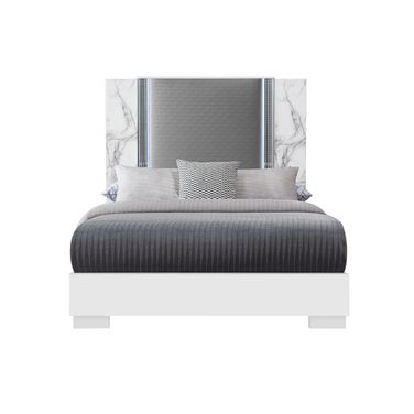 Ylime Marble Queen Bed with LED In White