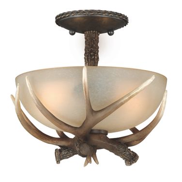 Yoho 12 Inch Antler Semi Flush Ceiling Light In Black Walnut