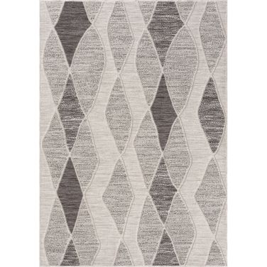 Yorca Gray Geometric Power-Loomed Area Rug In Gray