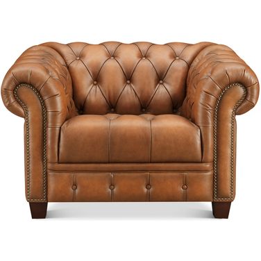 York Leather Chair In Saddle Brown