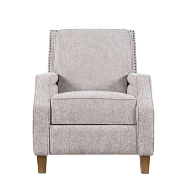 York Push Back Upholstered Recliner Accent Chair with Nailhead Trim In Grey