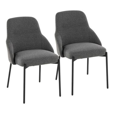 York Upholstered Chair Set of 2 In Dark Grey and Black