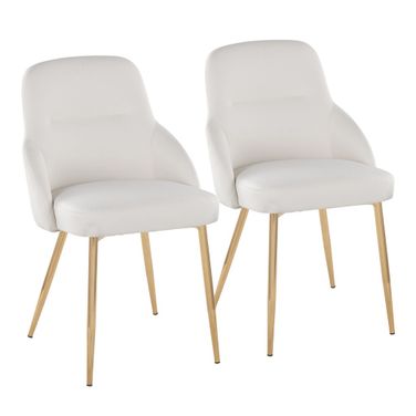 York Upholstered Chair Set of 2 In Gold and White