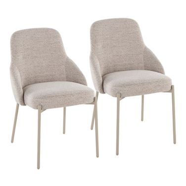 York Upholstered Chair Set of 2 In Latte and Oatmeal