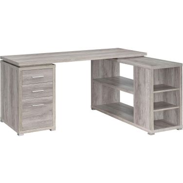 Yvette L-shape Office Desk Grey Driftwood