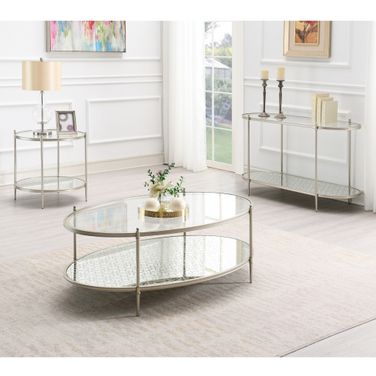 Zaba Oval Occasional Table Set In Champagne