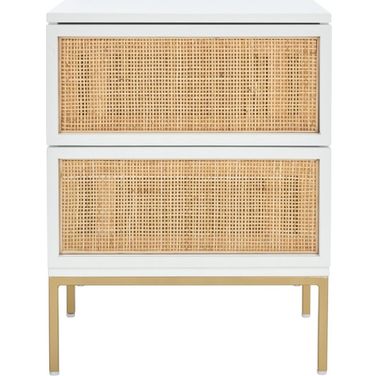 Zadie 2 Drawer Rattan Nightstand in White