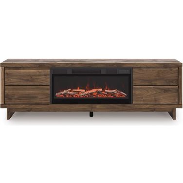 Zadilyn 72 Inch TV Stand with Electric Fireplace In Brown
