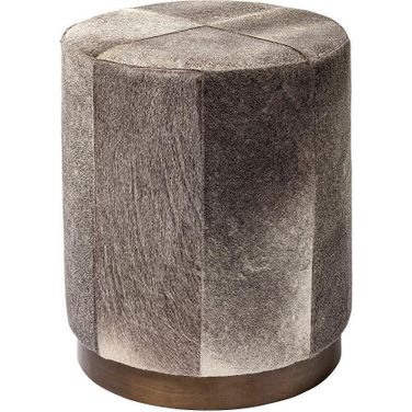 Zahavi I 23 Inch Grey-Toned Hair-On-Hide Ottoman