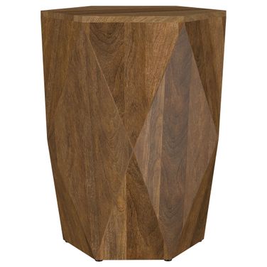 Zalika Hexagonal Solid Mango Wood End Table In Natural
