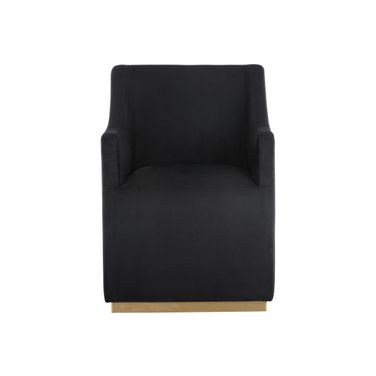 Zane Wheeled Dining Armchair In Abbington Black