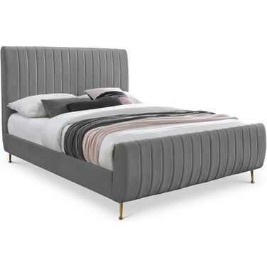 Zara Velvet King Bed In Grey