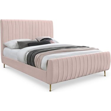 Zara Velvet Queen Bed In Pink