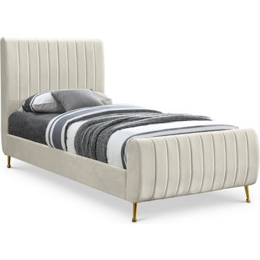 Zara Velvet Twin Bed In Cream