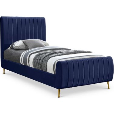 Zara Velvet Twin Bed In Navy
