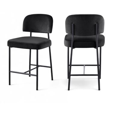 Zarelle Performance Fabric Upholstered Counter Stool Set of 2 In Black