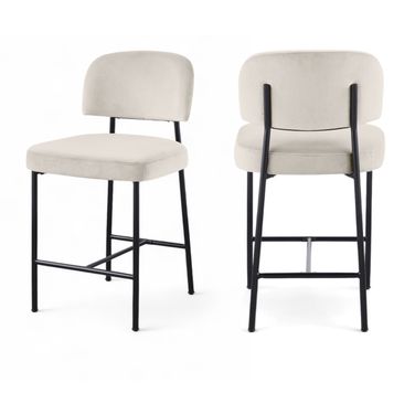 Zarelle Performance Fabric Upholstered Counter Stool Set of 2 In Cream and Black