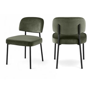 Zarelle Performance Fabric Upholstered Dining Chair Set of 2 In Black and Green