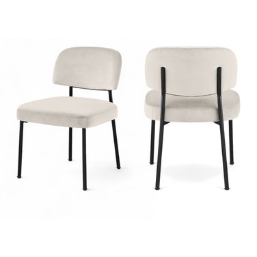 Zarelle Performance Fabric Upholstered Dining Chair Set of 2 In Cream and Black