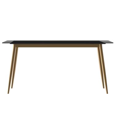 Zayle 55 Inch Dining Table with Glass Top In Clear and Gold