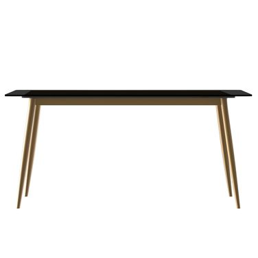 Zayle 55 Inch Dining Table with Glass Top In Gold and Black