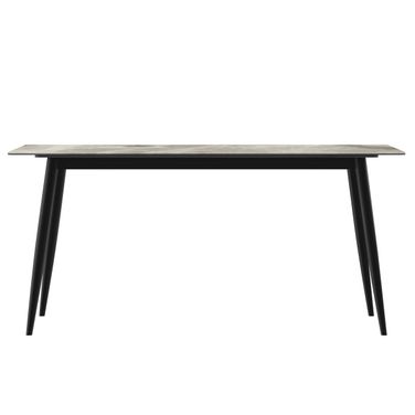Zayle 55 Inch Dining Table with Sintered Stone Top In Dark Grey and Black