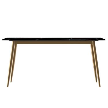 Zayle 55 Inch Dining Table with Sintered Stone Top In Gold and Black