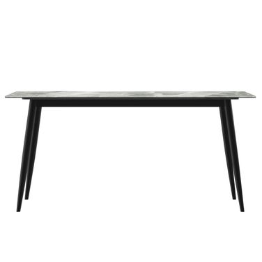 Zayle 55 Inch Dining Table with Sintered Stone Top In Light Grey and Black