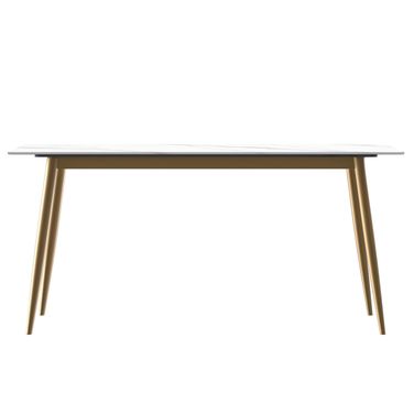 Zayle 55 Inch Dining Table with Sintered Stone Top In White