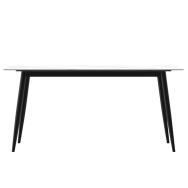 Zayle 71 Inch Dining Table with Sintered Stone Top In Black and White