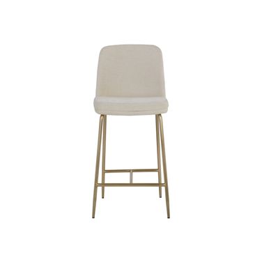 Zeke Counter Stool In Bergen Ivory and Antique Brass