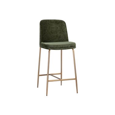 Zeke Counter Stool In Bergen Olive and Antique Brass