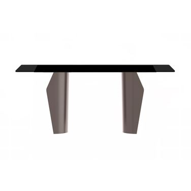 Zelan 55 Inch Champagne Stainless Steel Base Dining Table with Glass Top In Gold and Black