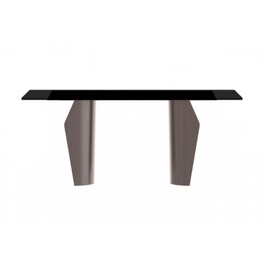 Zelan 62 Inch Champagne Stainless Steel Base Dining Table with Glass Top In Gold and Black